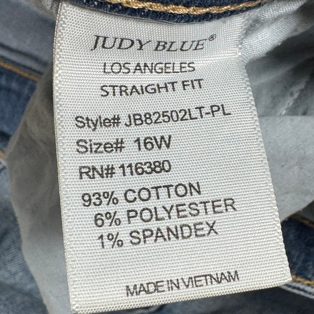 Judy Blue Straight Fit Jeans Womens 16W 36x31 Blue Distressed Ripped Frayed Hem - Picture 6 of 16